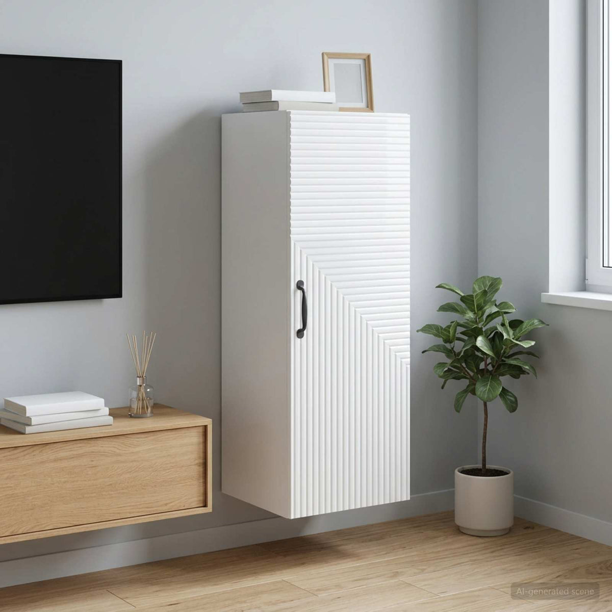 Wall-Mounted Cabinet High Gloss White 33 x 34.5 x 90 cm