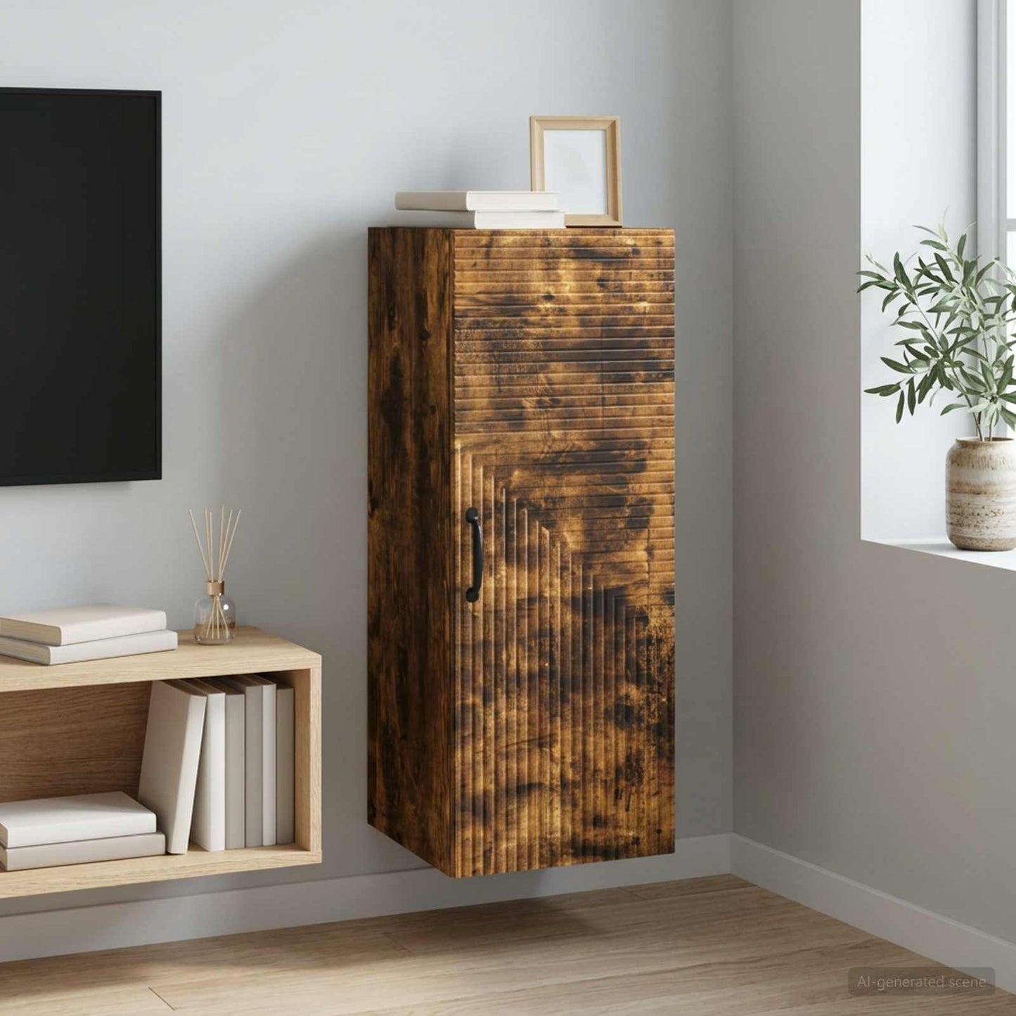 Wall-Mounted Cabinet Smoked Oak 33 x 34.5 x 90 cm