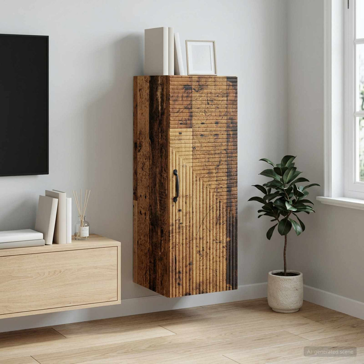 Wall-Mounted Cabinet Old Wood 33 x 34.5 x 90 cm Engineered Wood