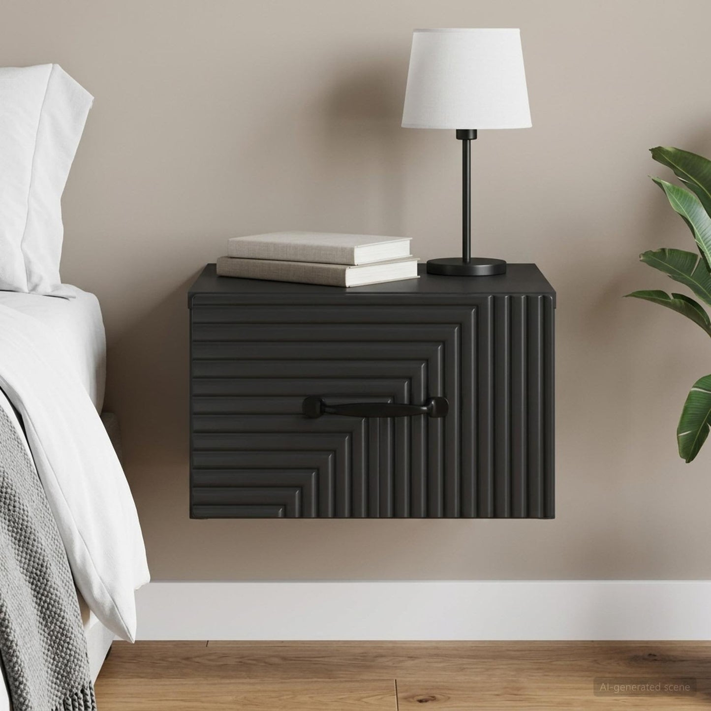 Wall-Mounted Bedside Cabinet Black 34.5 x 33 x 20 cm
