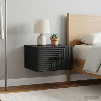 Wall-Mounted Bedside Cabinet 2 pcs Black 34.5 x 33 x 20 cm