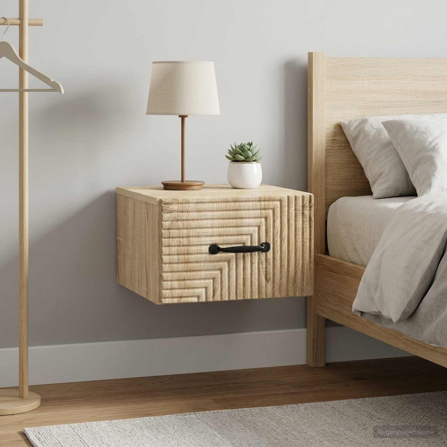 Wall-Mounted Bedside Cabinet 2 pcs Sonoma Oak 34.5 x 33 x 20 cm