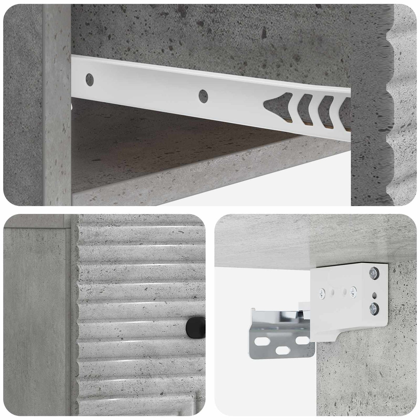 Wall-Mounted Bedside Cabinet Concrete Grey 34.5 x 33 x 20 cm
