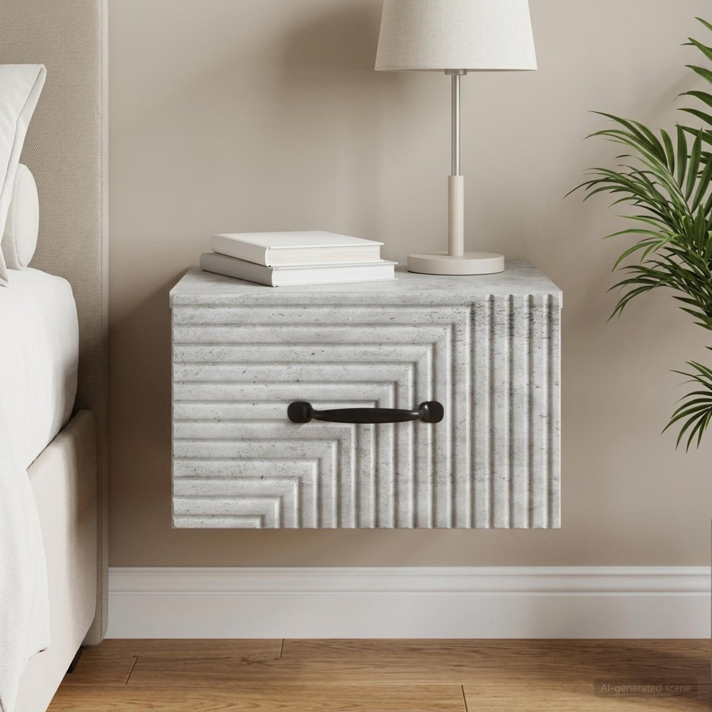 Wall-Mounted Bedside Cabinet Concrete Grey 34.5 x 33 x 20 cm