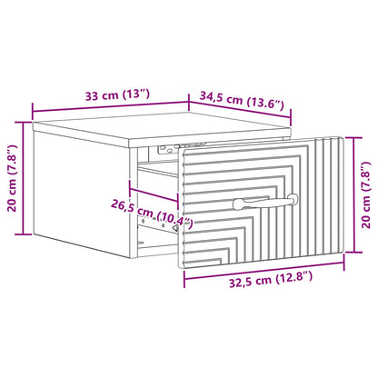 Wall-Mounted Bedside Cabinet Concrete Grey 34.5 x 33 x 20 cm