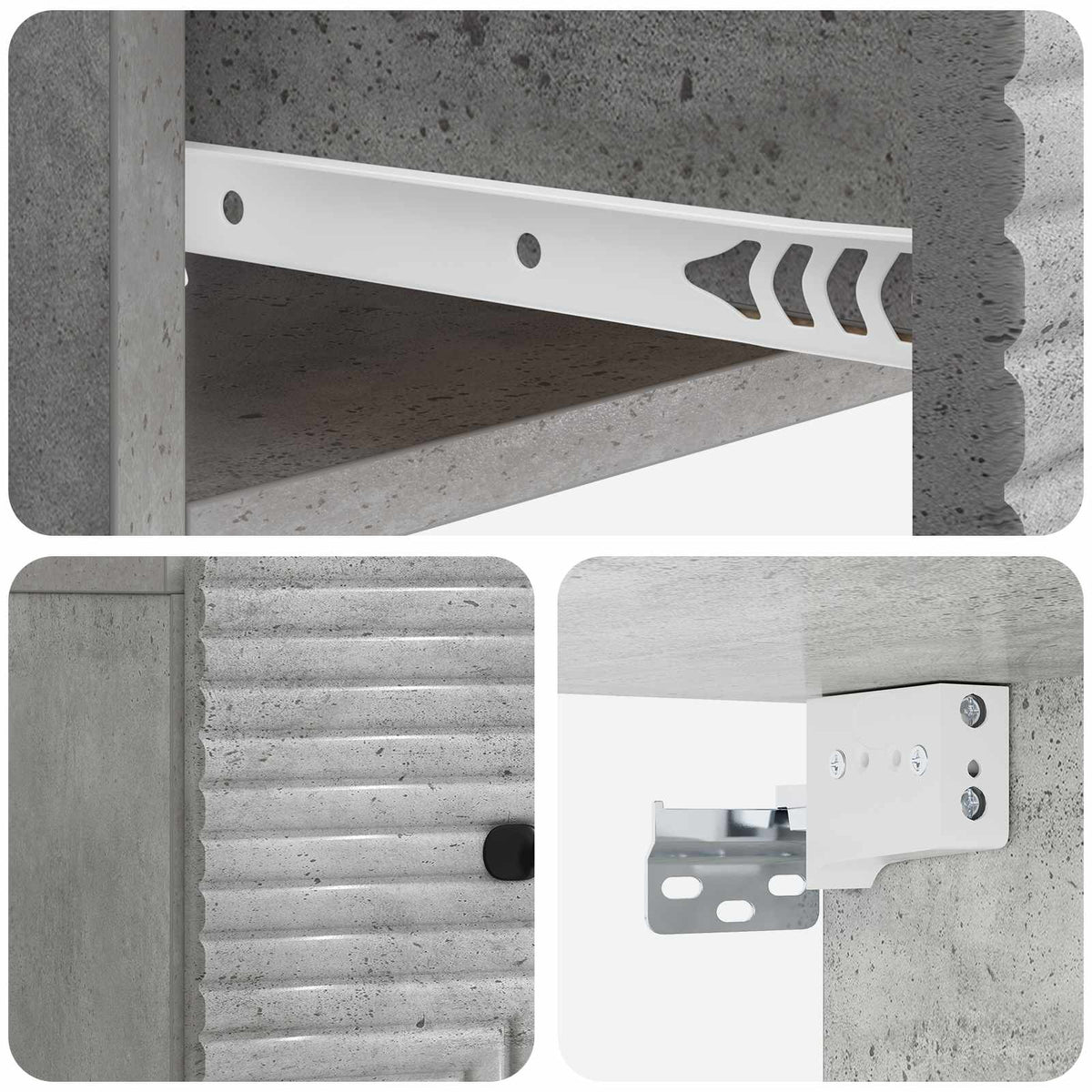 Wall-Mounted Bedside Cabinet 2 pcs Concrete Grey