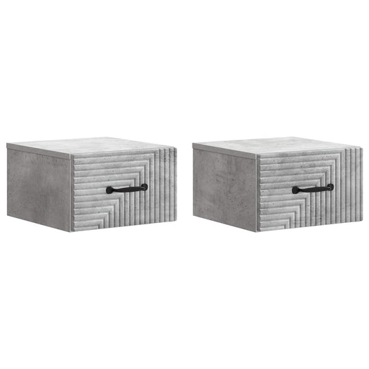 Wall-Mounted Bedside Cabinet 2 pcs Concrete Grey