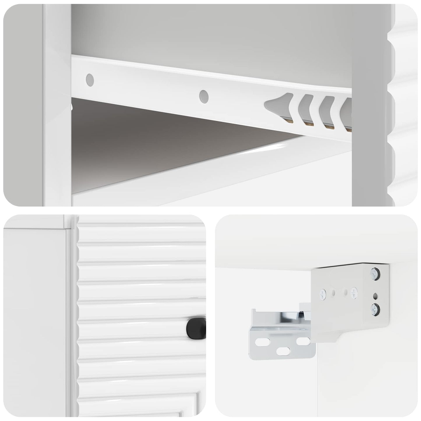Wall-Mounted Bedside Cabinet High Gloss White 34.5 x 33 x 20 cm