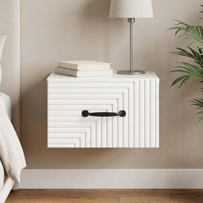 Wall-Mounted Bedside Cabinet High Gloss White 34.5 x 33 x 20 cm