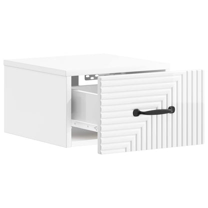 Wall-Mounted Bedside Cabinet High Gloss White 34.5 x 33 x 20 cm