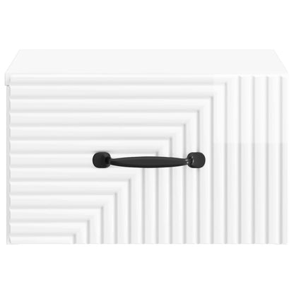 Wall-Mounted Bedside Cabinet High Gloss White 34.5 x 33 x 20 cm