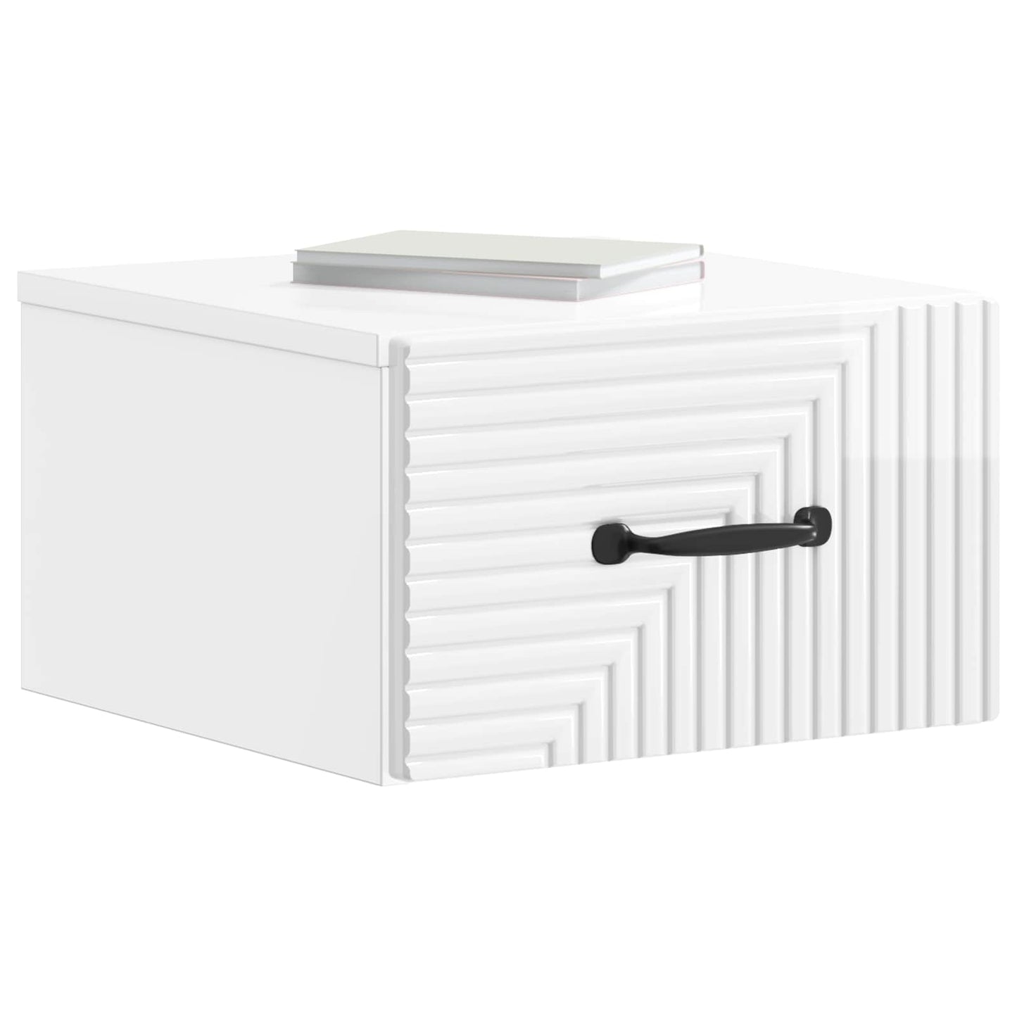 Wall-Mounted Bedside Cabinet High Gloss White 34.5 x 33 x 20 cm