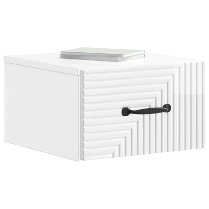 Wall-Mounted Bedside Cabinet High Gloss White 34.5 x 33 x 20 cm