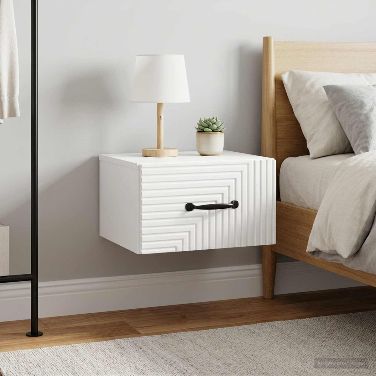 Wall-Mounted Bedside Cabinet 2 pcs High Gloss White