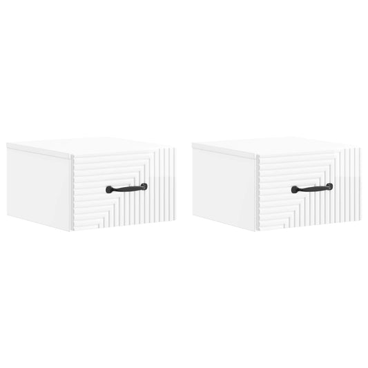 Wall-Mounted Bedside Cabinet 2 pcs High Gloss White