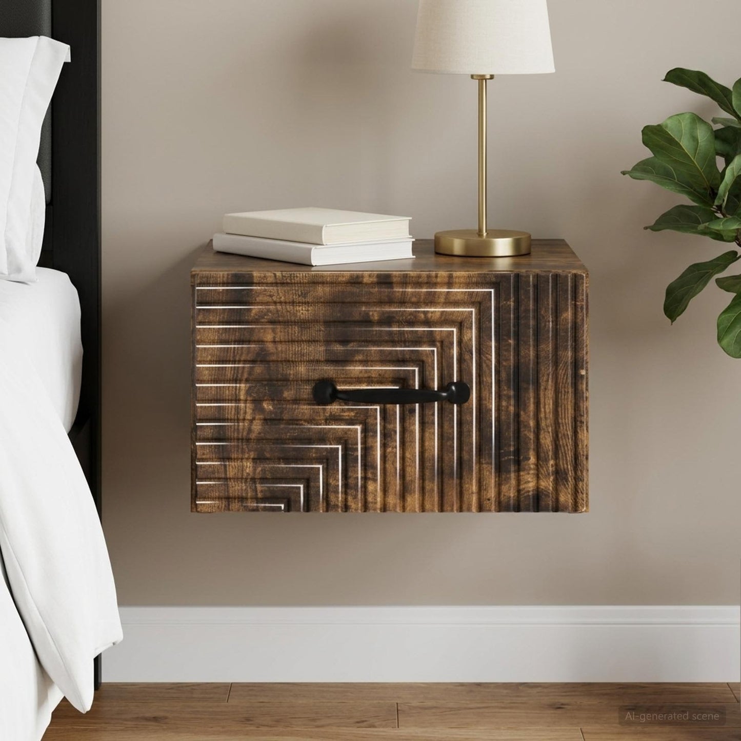 Wall-Mounted Bedside Cabinet Smoked Oak 34.5 x 33 x 20 cm