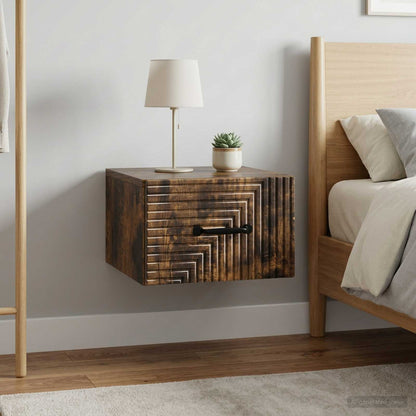 Wall-Mounted Bedside Cabinet 2 pcs Smoked Oak 34.5 x 33 x 20 cm