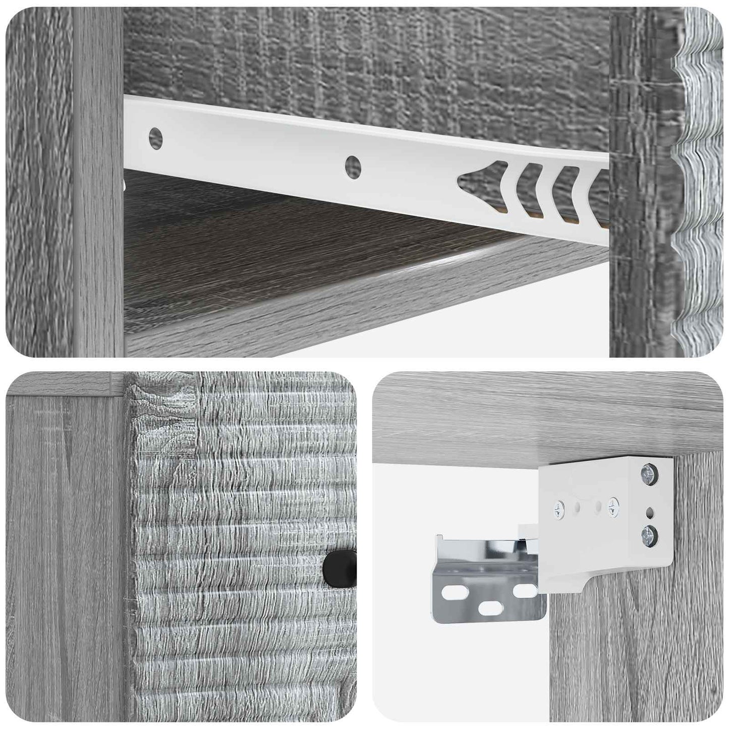 Wall-Mounted Bedside Cabinet Grey Sonoma 34.5 x 33 x 20 cm