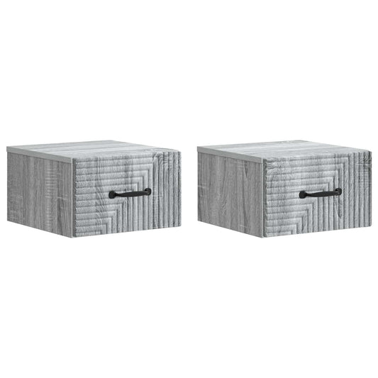Wall-Mounted Bedside Cabinet 2 pcs Grey Sonoma