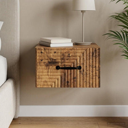 Wall-Mounted Bedside Cabinet Old Wood 34.5 x 33 x 20 cm