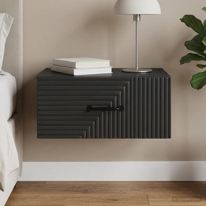 Wall-Mounted Bedside Cabinet Black 49 x 34.5 x 20 cm