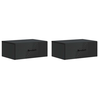 Wall-Mounted Bedside Cabinet 2 pcs Black 49 x 34.5 x 20 cm