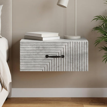 Wall-Mounted Bedside Cabinet Concrete Grey 49 x 34.5 x 20 cm