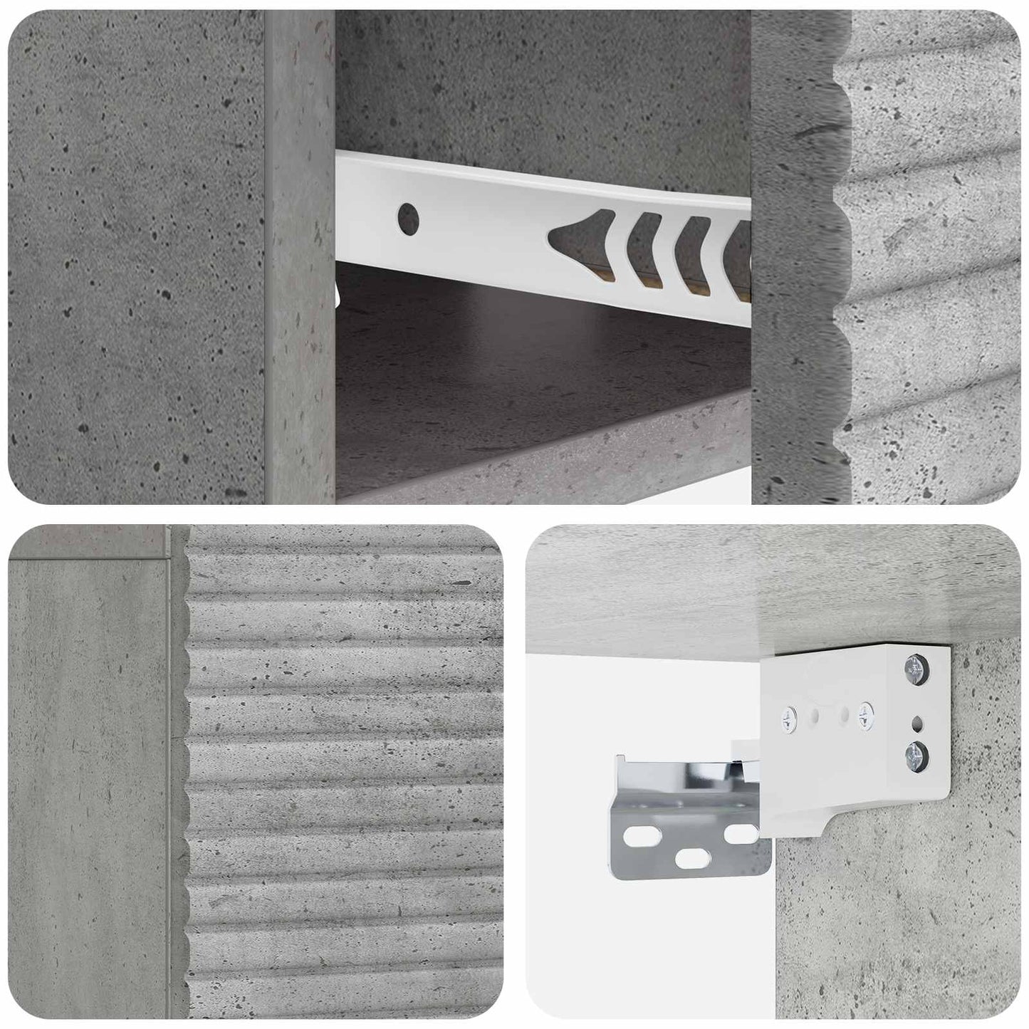 Wall-Mounted Bedside Cabinet 2 pcs Concrete Grey