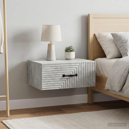 Wall-Mounted Bedside Cabinet 2 pcs Concrete Grey