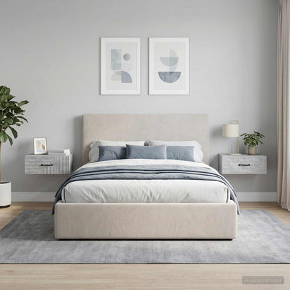 Wall-Mounted Bedside Cabinet 2 pcs Concrete Grey