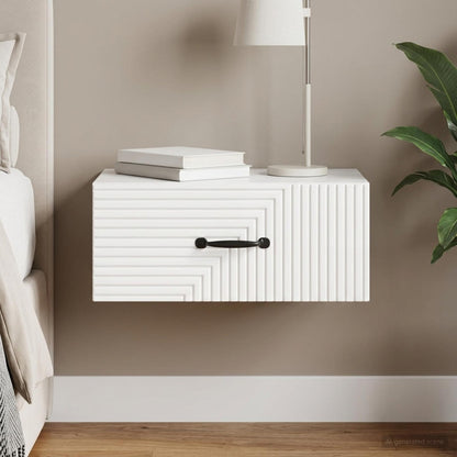 Wall-Mounted Bedside Cabinet High Gloss White 49 x 34.5 x 20 cm