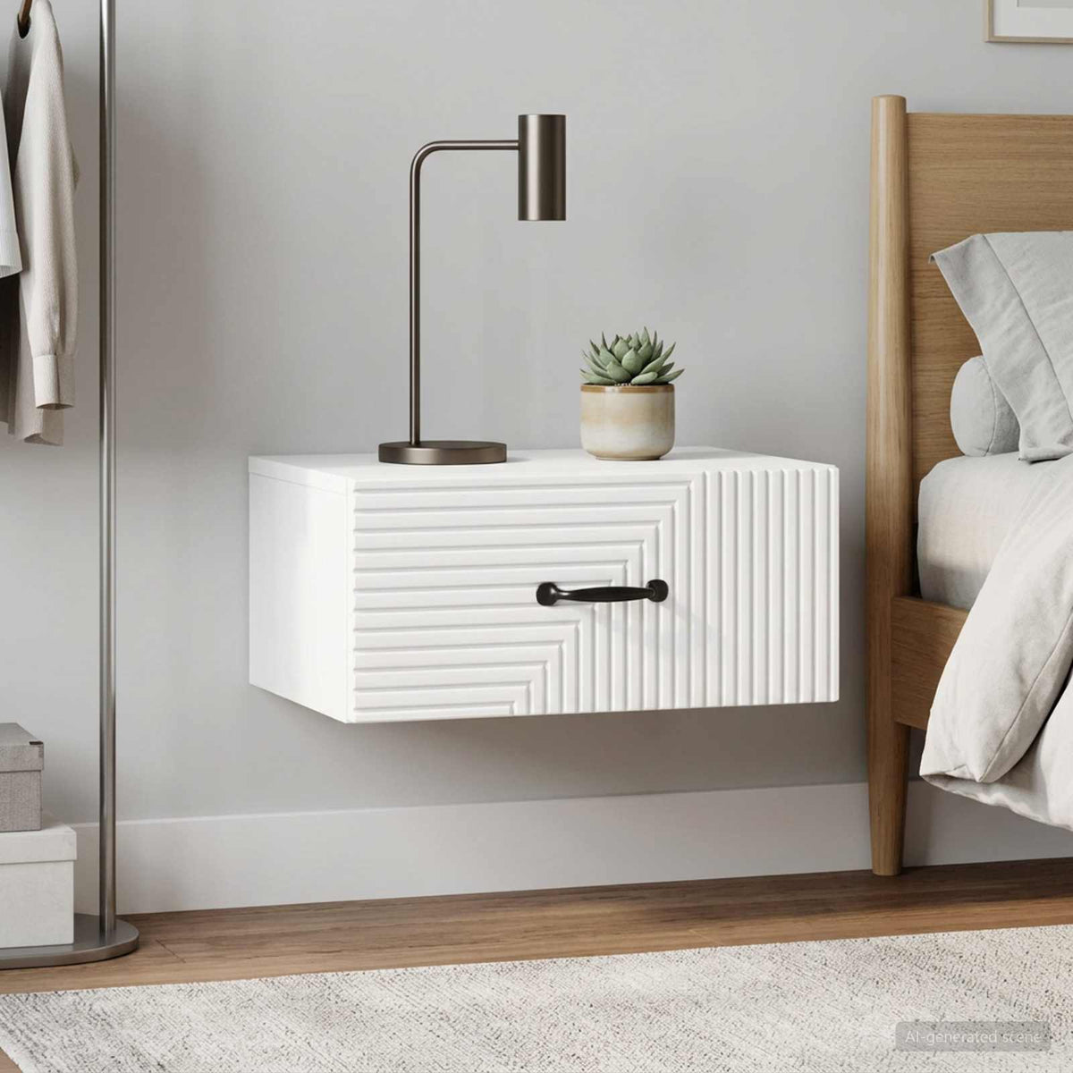 Wall-Mounted Bedside Cabinet 2 pcs High Gloss White