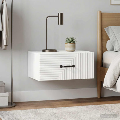 Wall-Mounted Bedside Cabinet 2 pcs High Gloss White
