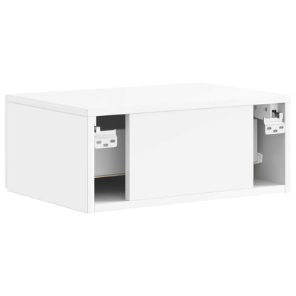 Wall-Mounted Bedside Cabinet with Drawer 2 pcs High Gloss White