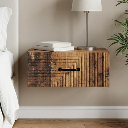 Wall-Mounted Bedside Cabinet Old Wood 49 x 34.5 x 20 cm