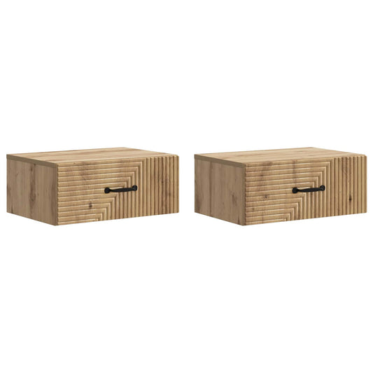 Wall-Mounted Bedside Cabinet 2 pcs Artisan Oak