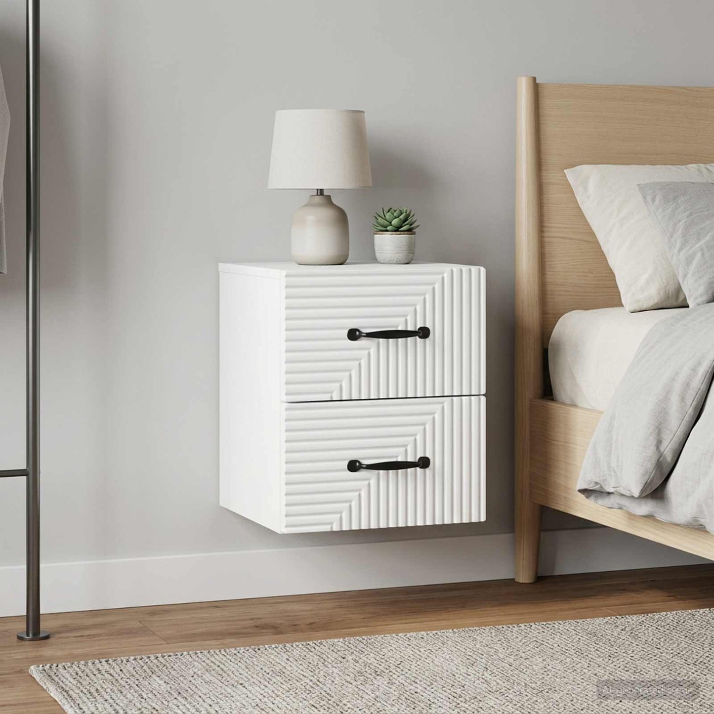 Wall-Mounted Bedside Cabinet 2 pcs White 34.5 x 33 x 40 cm