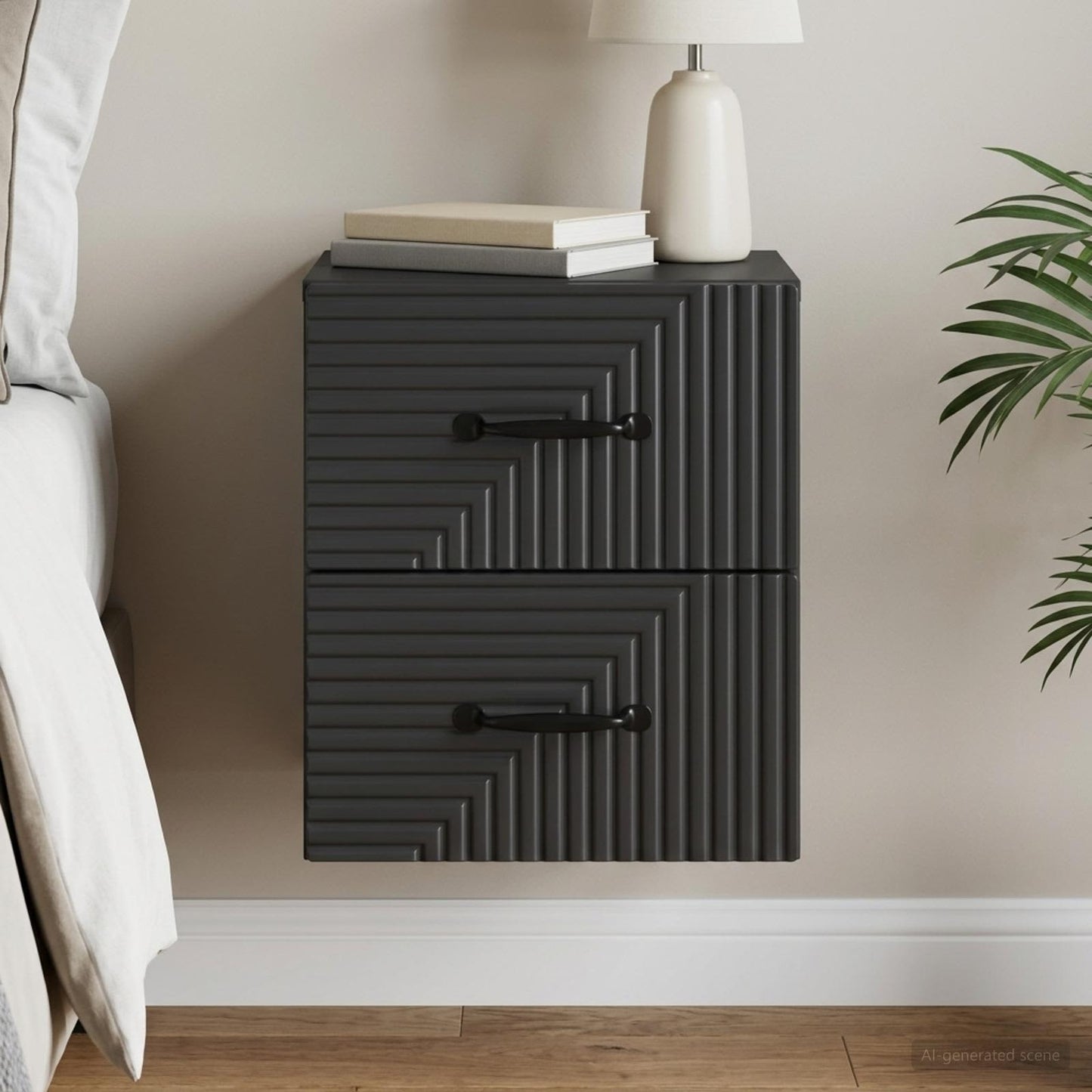 Wall-Mounted Bedside Cabinet Black 34.5 x 33 x 40 cm