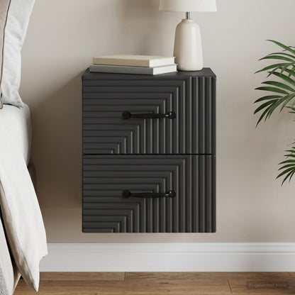 Wall-Mounted Bedside Cabinet Black 34.5 x 33 x 40 cm