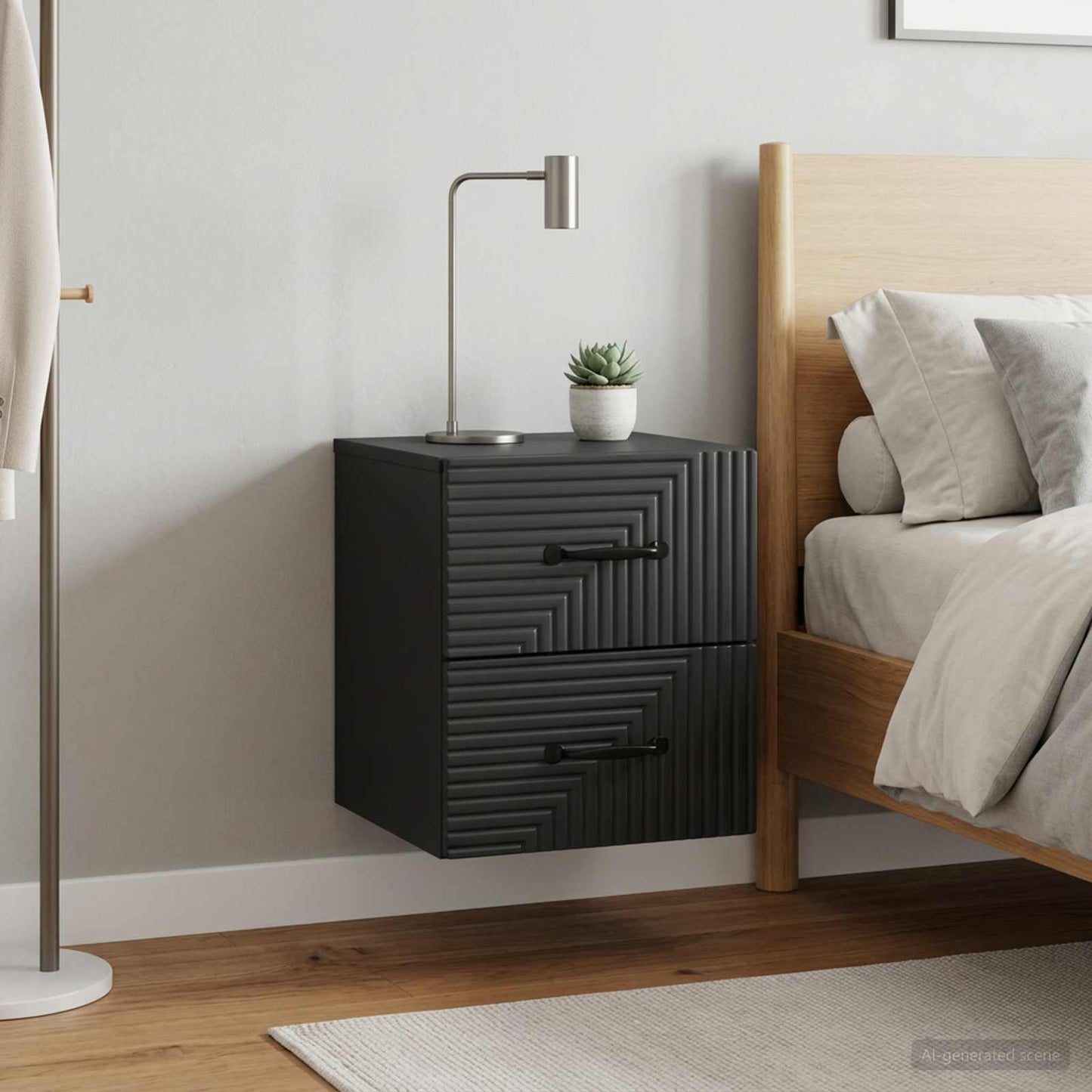 Wall-Mounted Bedside Cabinet 2 pcs Black 34.5 x 33 x 40 cm
