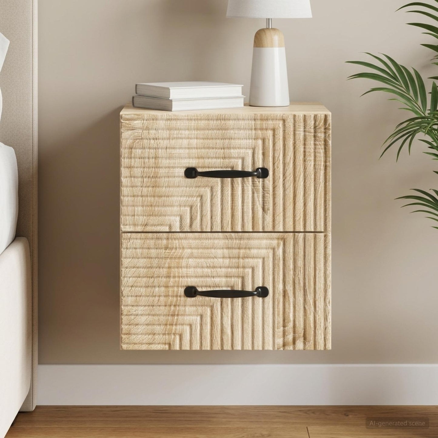 Wall-Mounted Bedside Cabinet Sonoma Oak 34.5 x 33 x 40 cm