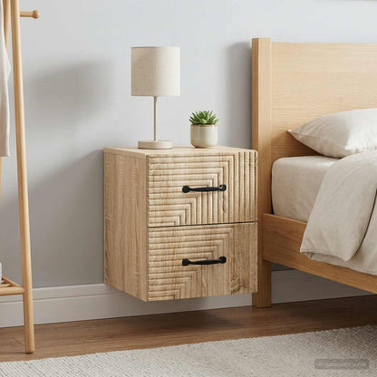 Wall-Mounted Bedside Cabinet 2 pcs Sonoma Oak 34.5 x 33 x 40 cm