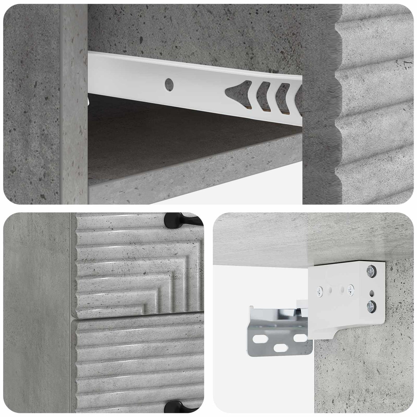 Wall-Mounted Bedside Cabinet Concrete Grey 34.5 x 33 x 40 cm