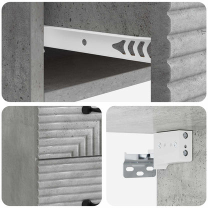 Wall-Mounted Bedside Cabinet Concrete Grey 34.5 x 33 x 40 cm