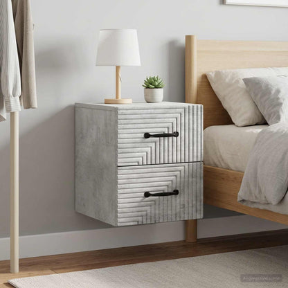 Wall-Mounted Bedside Cabinet 2 pcs Concrete Grey