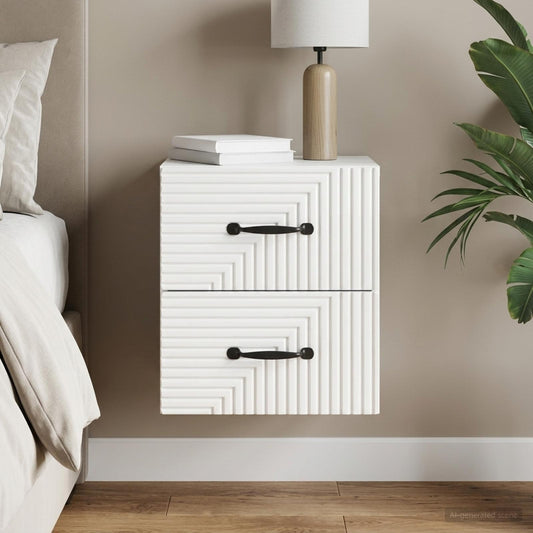 Wall-Mounted Bedside Cabinet High Gloss White 34.5 x 33 x 40 cm