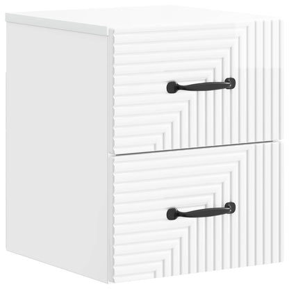 Wall-Mounted Bedside Cabinet High Gloss White 34.5 x 33 x 40 cm