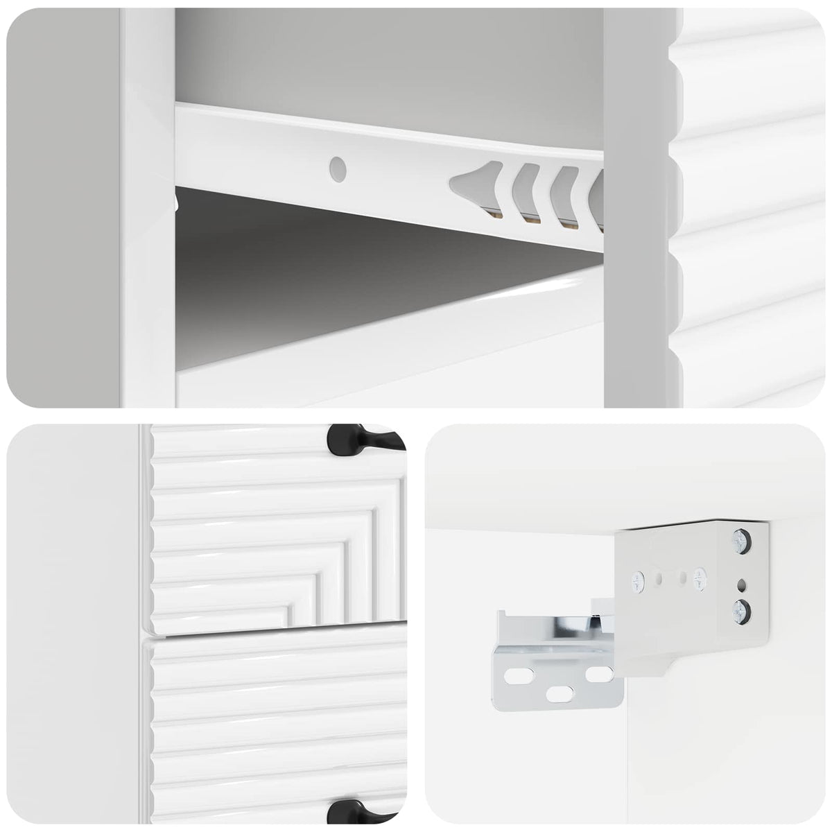 Wall-Mounted Bedside Cabinet 2 pcs High Gloss White