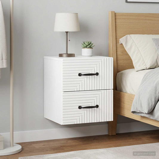 Wall-Mounted Bedside Cabinet 2 pcs High Gloss White