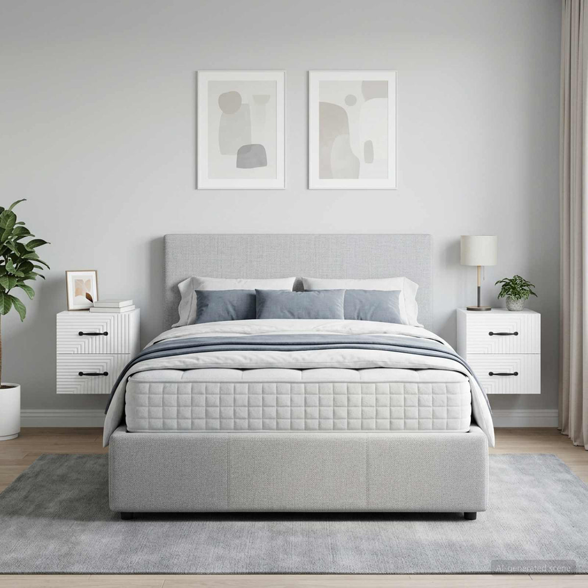 Wall-Mounted Bedside Cabinet 2 pcs High Gloss White